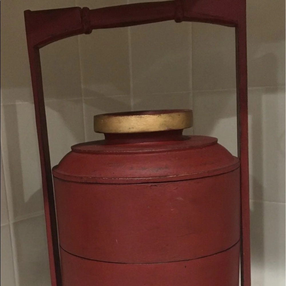 Antique Thai wooden tiffin box